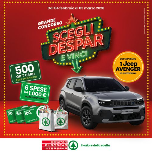 “SCEGLI DESPAR E VINCI”: AL VIA IL NUOVO CONCORSO A PREMI FIRMATO DESPAR